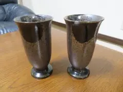 ワイングラス　２個セット　備前焼