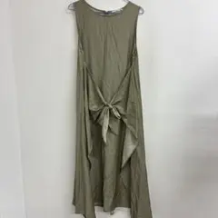 Lupino ノースリーブロングワンピース M カーキ　タ26