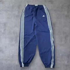 90s adidas ナイロントラックパンツ刺繍ロゴ紺ヴィンテージ