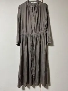 UNIQLO ユニクロ 長袖 ロングシャツワンピース ブラウン S