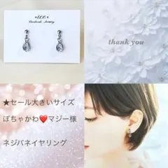 きらきら雫　シルバー　シンプル　小ぶり　ハンドメイド　ネジバネイヤリング