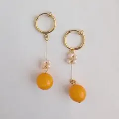 No.117　みかんのようなコロンとピアス/イヤリング