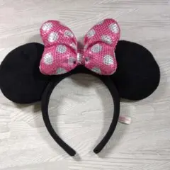 ミニーマウス風カチューシャ 黒・ピンク
