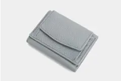 【最安値】ミニ財布　スキミング防止　三つ折り　ホック式　レディース　ブルー