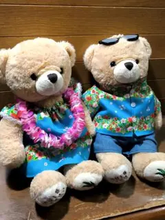 ハウステンボス限定 アロハスタイル テディベアぬいぐるみペア フラのサムネイル