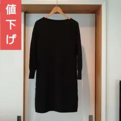 【再値下げ】PLST 膝丈ニットワンピース　ブラック