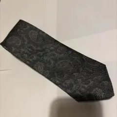 J.PRESSペイズリー柄ネクタイ ダークグレー シルク100%