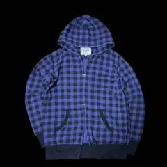 OLD UNIQLO 紫黒チェック柄 ダブルジップパーカー y2k 平成
