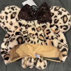 【美品】Disney ヒョウ柄　ファンキャッミニーちゃん　ブラウン　被り物
