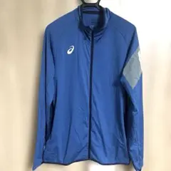 【極美品XL】アシックス トラックジャケット ブルー×白 刺繍ロゴ 希少