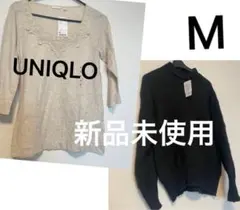 ユニクロ レース カットソー ハイネック ニット セーター M 2点セット