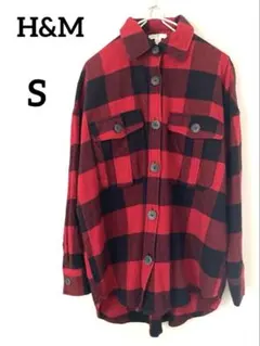 H&M ブロックチェック柄ネルシャツ　レディース　レッド　S
