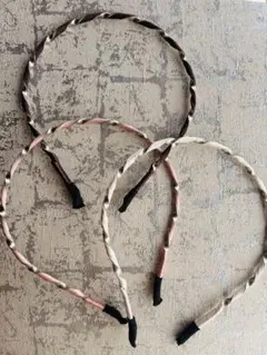 サテンリボン×シルバーメタル カチューシャ 3点セット