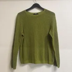 UNIQLO メッシュニットセーター L オリーブグリーン