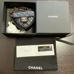 【極美品　付属品完備】　ハート チェーンショルダー マトラッセ ラムスキン 黒