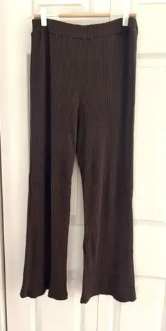 THE SHOP TK リブフレアパンツ　ブラウン