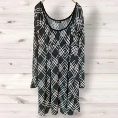 白　黒　モノトーン　CORNFRLAKE　チュニック　M　チェック　大人可愛い