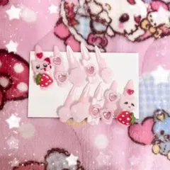♡現品♡ネイルチップ 量産型 平成女児 ねこ いちご