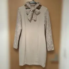 レディースワンピースドレス9号 ベージュ・レース