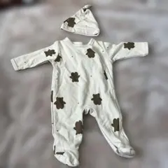 SHEIN クマ柄ロンパース 1-3M 帽子付き