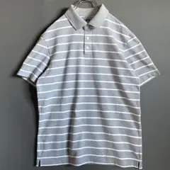 UNIQLO ドライカノコボーダーポロシャツ　グレー×白　古着　美品　ゴルフ