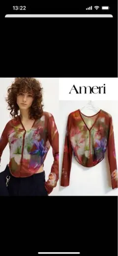 Ameri 2WAY SMOKE FROWER SHEER TOP♡
