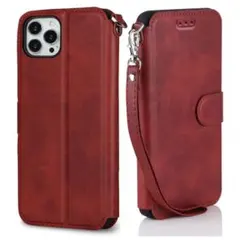 iPhone11 Pro ケース カード収納 手帳型 カバー ワインレッド