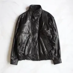 LANVIN レザーブルゾン 総柄 ラムレザー ブラウン 短丈 スタンドカラー