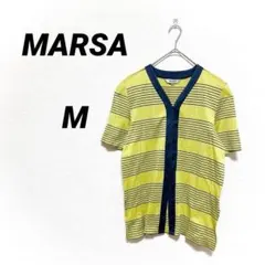【日本製】 マルサ レナウン ボーダー柄 半袖Vネックカーディガン ヴィンテージのサムネイル