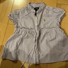 Ralph Lauren ラルフローレン 紫 チェック シャツワンピース フリル