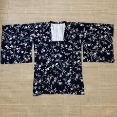 道行コート　小花柄 黒 着物【値下げ】のサムネイル