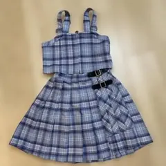 ラ*ー様 青系チェック柄ノースリーブセット