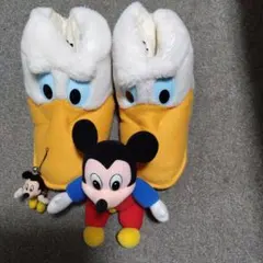 ドナルドダック スリッパ ミッキーマウス付き