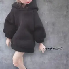 22cmドール用☆Handmade服ポワン袖BIG黒パーカー単品