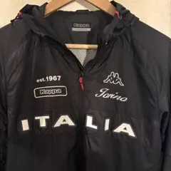 kappa ナイロンジャケット　フード付き　黒　M