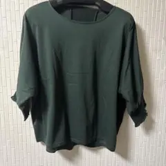 ダークグリーン スモッキングデザイン トップス