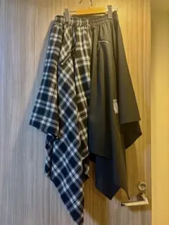 BLACK CHECKERED TWO-TONE UNISEX SKIRTのサムネイル