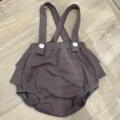 ペアマノン サスペンダー付きフリルパンツブラウン80cm