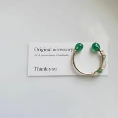 *simple×bullion* グリーン ワイヤーイヤーカフ