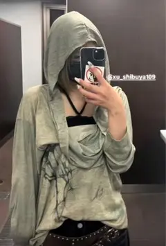 XUフード付きアートプリントTシャツ