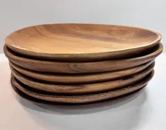 アカシア材　木製エッグ型プレートセット 6枚