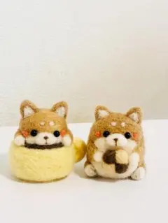羊毛フェルト　カフェ柴犬ちゃんセット
