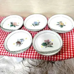 九谷焼花柄陶器皿5枚セット