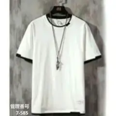 メンズ スリム Tシャツ XL ホワイト　シンプル　スタイリッシュ　クルーネック