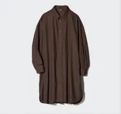 UNIQLO ユニクロ　オーバーサイズシャツワンピース L ダークブラウン