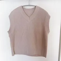 無印良品 洗える畦編みショート丈Vネックベスト　XL