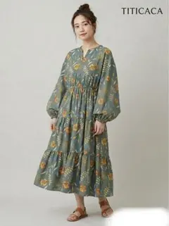 TITICACA 花柄ロングワンピース フリーサイズ