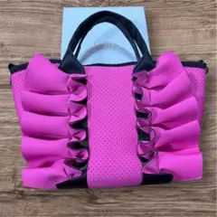 2wayフリルトートーバック ネオプレン素材 ダイバー素材 ピンク