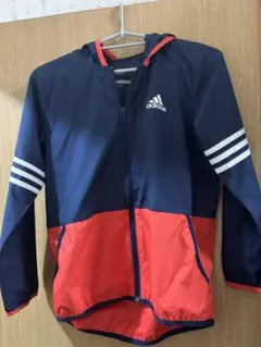 adidas フード付きジャケット 140cm ネイビー/オレンジ