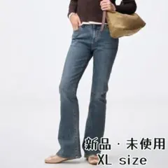 新品☆GU スリムフレアジーンズ+EC(丈長め84.0cm) デニム XL